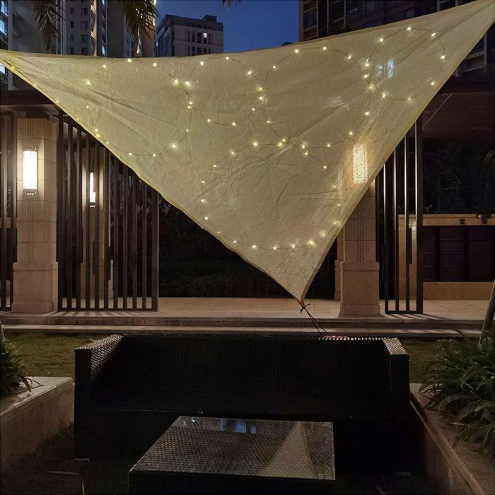 Toldo de Ocultación con LED Solar para Exterior Color Beige 3 x 3 x 3 m, 8 Funciones de Movimiento 1