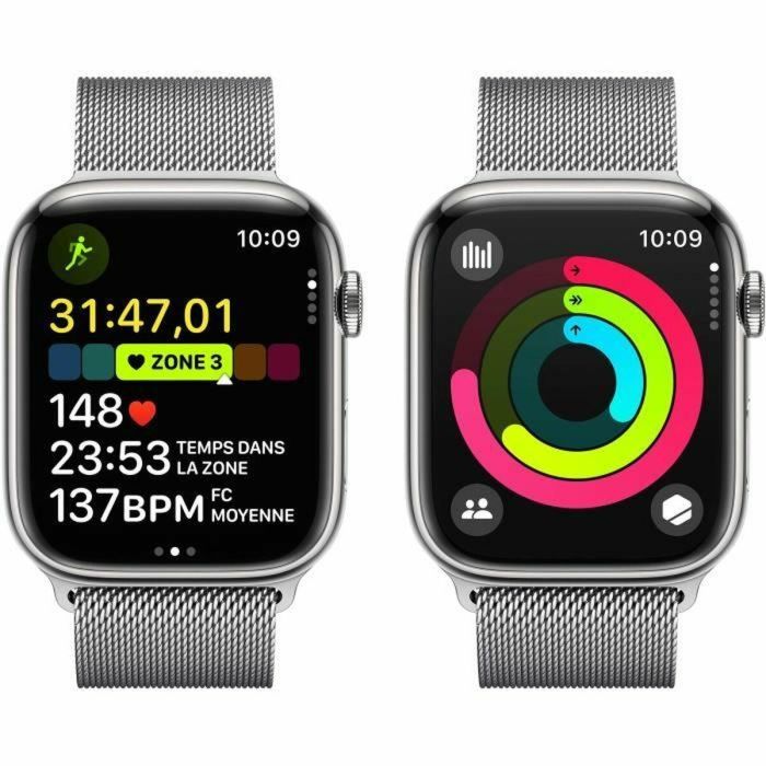 Apple Watch Series 9 GPS + Cellular - 45 mm - Caja de acero plateada - Brazalete Milanese Loop plateado 2