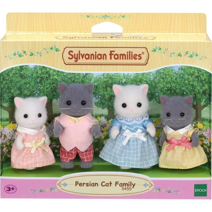 Sylvanian Families Familia de los gatos persas con 4 personajes articulados y vestidos 3