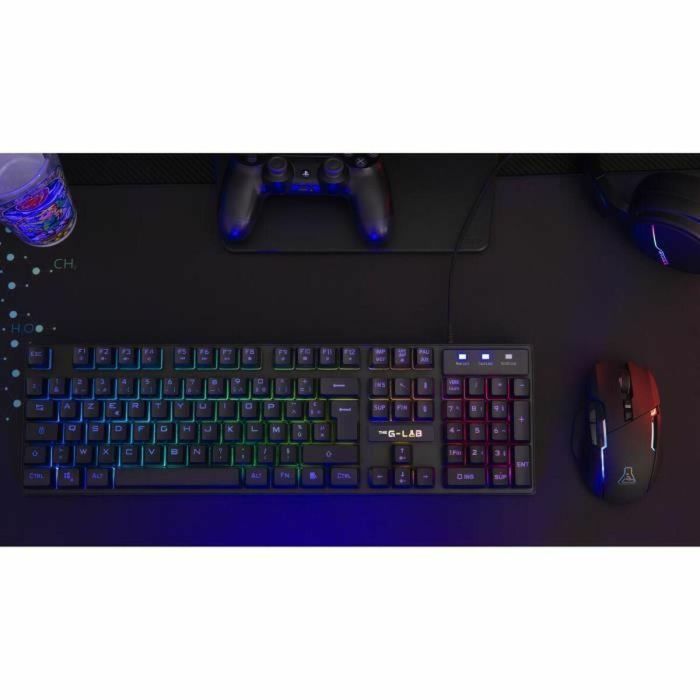 Teclado para juegos - Membrana RGB - THE G-LAB - KEYZ-CAESIUM/FR - Diseño FR - 12 atajos - 19 teclas anti-ghosting