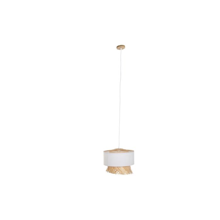 DKD Home Decor Lámpara de Techo Urban Bambú Poliéster Marrón Claro Blanco E27 40x39x40 cm con Flecos y Hecha a Mano 3
