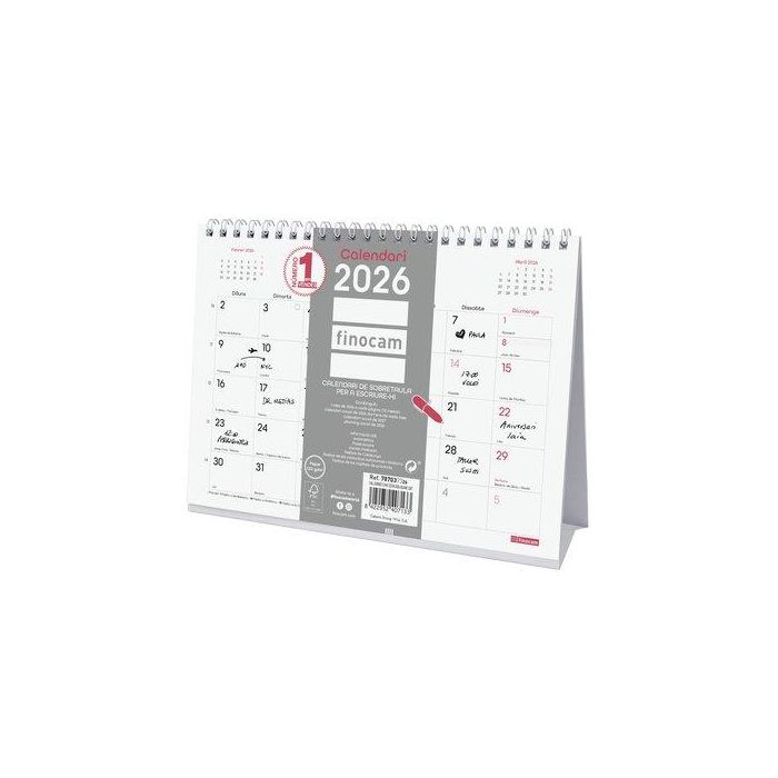 Calendari (2026) Catalan Finocam Sobretaula Triangular Chic Mensual Per Escriure S 210X150 Blanc