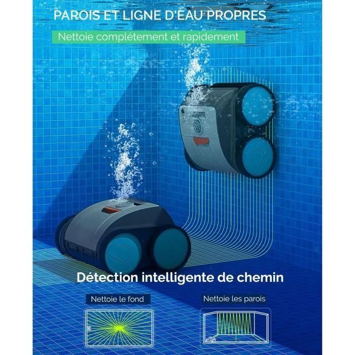 BESTWAY Aquaglide robot aspirador de piscina autónomo para piscinas de fondo plano 3,5 x 5 m, batería recargable 4