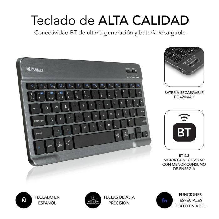 Funda con Teclado Subblim KeyTab Pro BT para Tablets Samsung Galaxy A9+/ Negra 3 Funda con Teclado Subblim KeyTab Pro BT para Tablets Samsung Galaxy A9+/ Negra 3