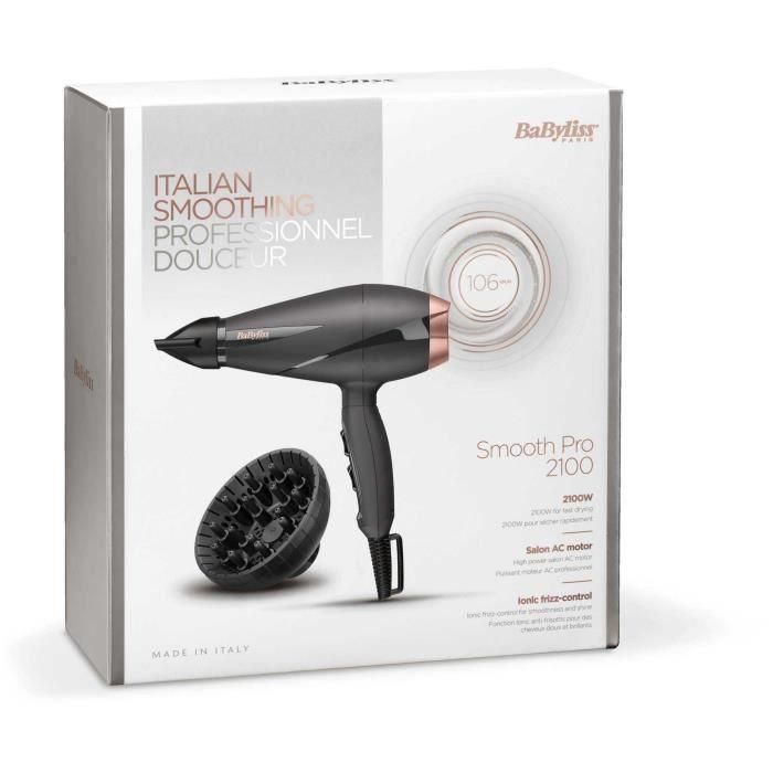 BABYLISS 6709DE - Secador de pelo Smooth Pro 2100W - 2 temperaturas / 2 velocidades - Velocidad del aire 106 km / h - Botón de aire frío 3 BABYLISS 6709DE - Secador de pelo Smooth Pro 2100W - 2 temperaturas / 2 velocidades - Velocidad del aire 106 km / h - Botón de aire frío 3