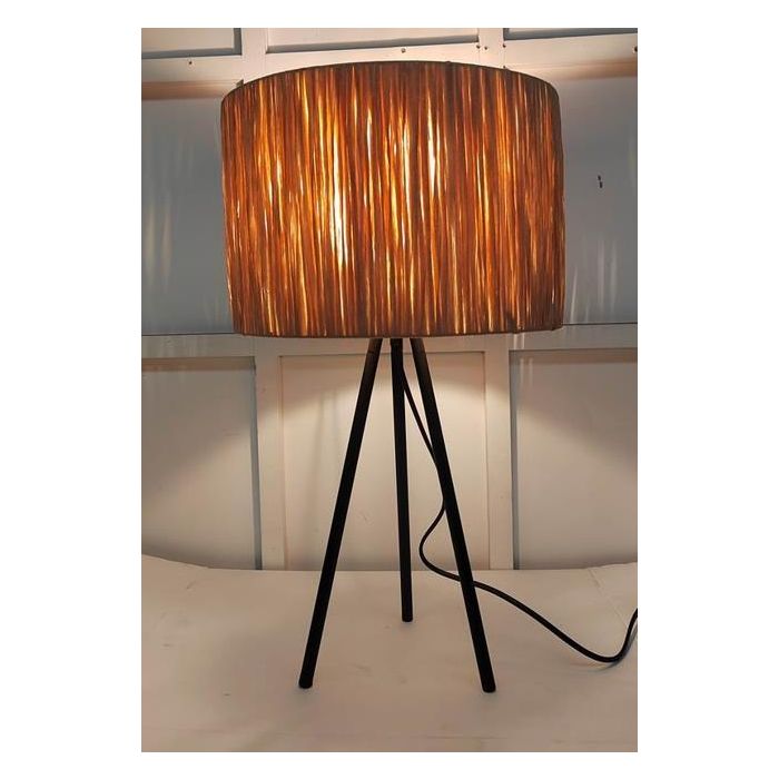 DKD Home Decor Lámpara Sobremesa Colonial Marrón Negro E27 Rafia Metal Ratán 30x51x30 cm (2 Unidades) 1