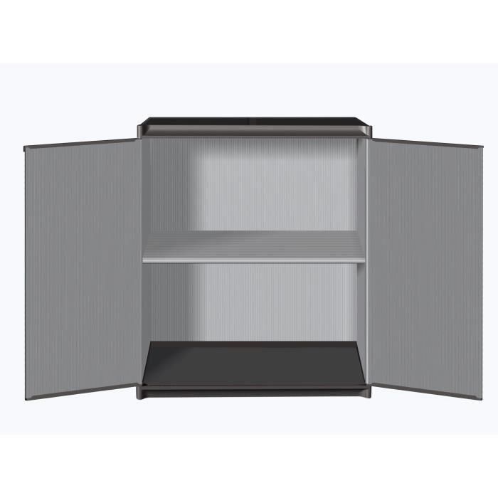 Tood Armario de Almacenamiento Bajo de Resina Gris con 2 Puertas y 1 Estante, 68x39.5x85 cm, 20 kg por Estante 1 Tood Armario de Almacenamiento Bajo de Resina Gris con 2 Puertas y 1 Estante, 68x39.5x85 cm, 20 kg por Estante 1