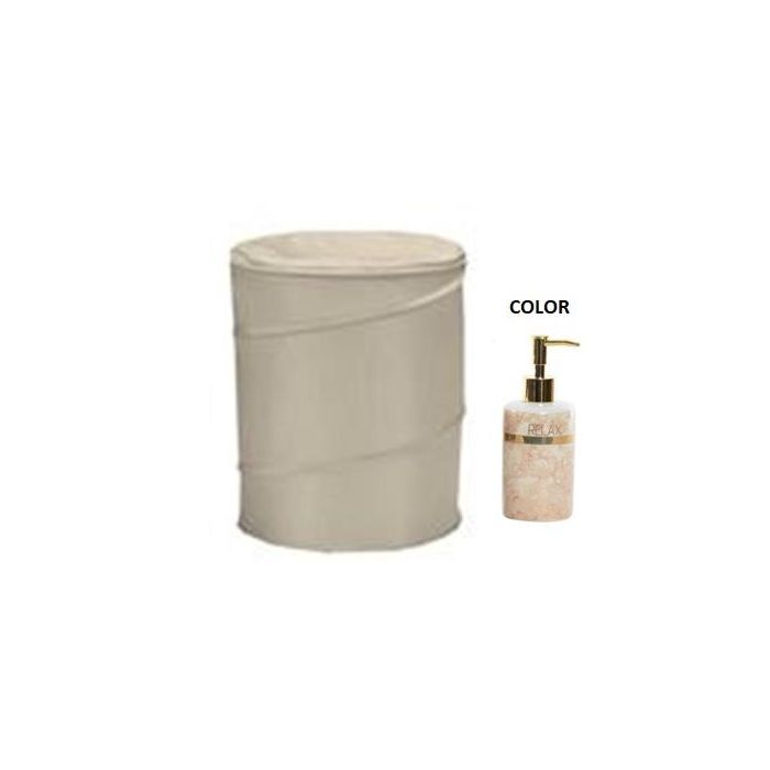 DKD Home Decor Cesta Ropa Glam Rosa de Poliester y Metal con Medidas 38 cm Ancho x 38 cm Largo x 50 cm Alto - Pack 6 Unidades