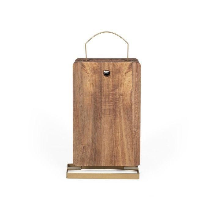 LIVOO Juego de 4 Tablas de Cortar MES152 de Madera de Acacia FSC 22x14 cm con Soporte de Metal