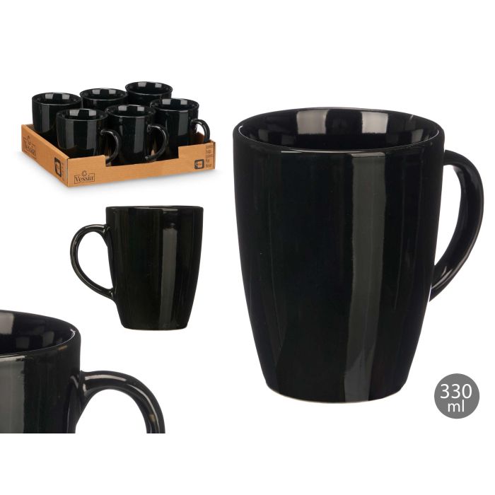 Jarra Mug Negro 330 Ml Vessia 11x10x8cm (24 Unidades) 0 Jarra Mug Negro 330 Ml Vessia 11x10x8cm (24 Unidades) 0