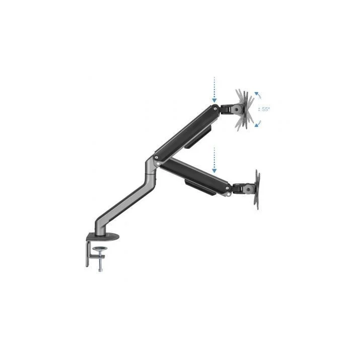 TooQ Soporte de Mesa para Monitor DB4032TNR-G Giratorio Inclinable VESA 75x75/100x100 hasta 9kg Gris