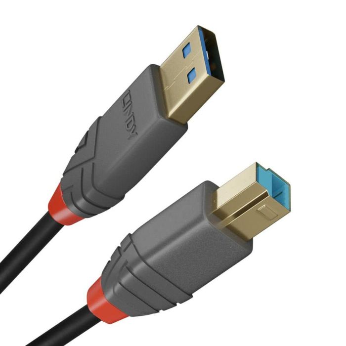 Lindy Cable USB 3.2 Tipo A a B Anthra Line, 0.5m (5Gbps), Ideal para Conexiones AV/IT de Alto Rendimiento