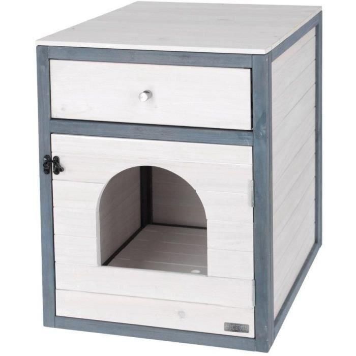 KERBL - Caja de arena para gatos - 58 x 45 x 60 cm - IDA - Blanco/azul - KERBL - Caja de arena para gatos - 58 x 45 x 60 cm - IDA - Blanco/azul -