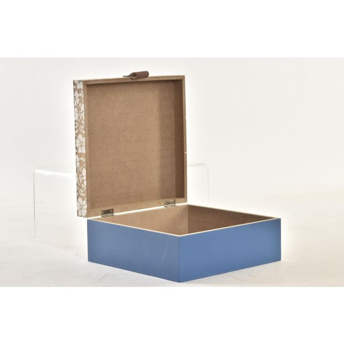 DKD Home Decor Caja Multiusos para Almacenamiento Decorativo Shabby de MDF Azul Blanco 21x21x9 cm, Set de 2 Unidades, Colección Indigo 2