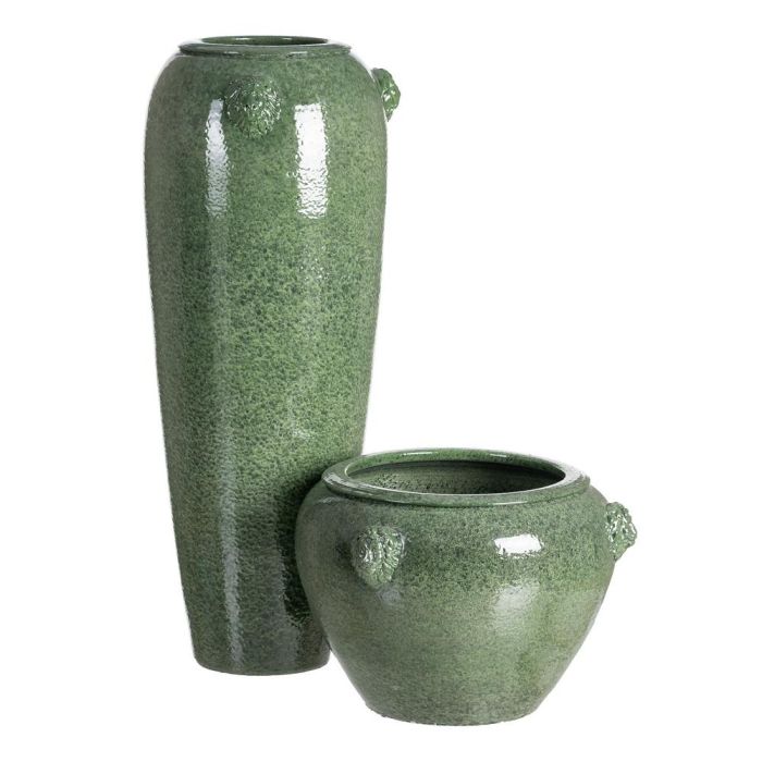 Jarrón Verde Cerámica Decoración 30 X 30 X 80 cm