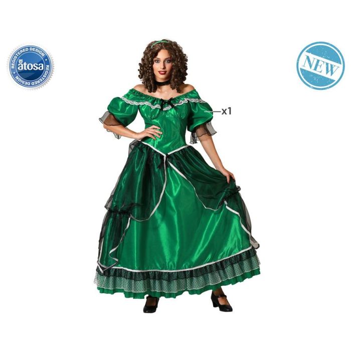 Disfraz Dama Sureña Verde Vestido Mujer Adulto