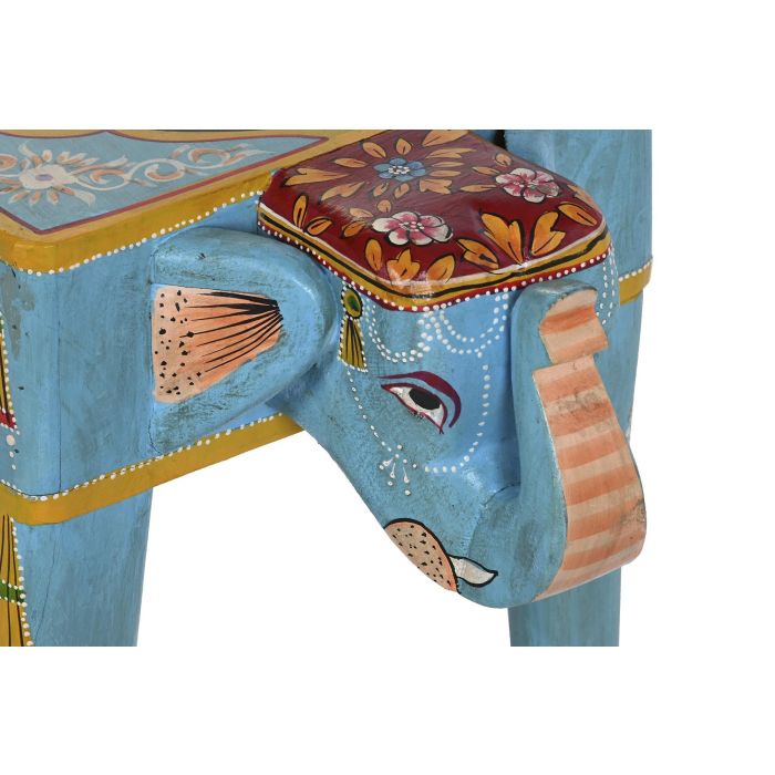 DKD Home Decor Mesita Auxiliar Indio Elefante Hecha a Mano de MDF y Madera de Mango Multicolor 29x40x58 cm 2
