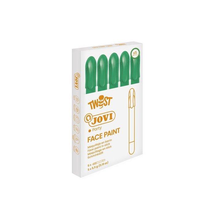 Jovi Twist Make-Up Maquillaje en Barra Verde Retráctil de Alto Poder Cubriente Caja de 5 Unidades, A partir de 3 años