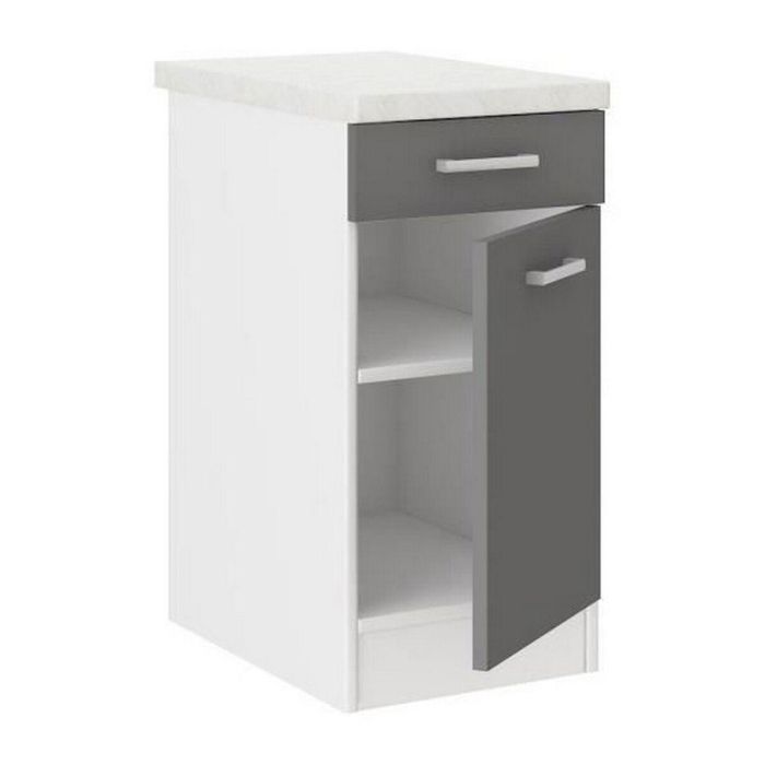 ULTRA Mueble Bajo de Cocina Gris con Encimera, 1 Cajón, 1 Puerta Batiente y 1 Estante - L 40xP 47xH 82 cm 1