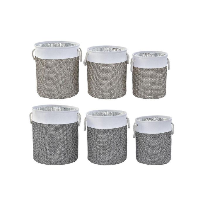 Cesta DKD Home Decor Gris Marron 40 x 49 x 40 cm Set de 3 (2 Unidades) 2