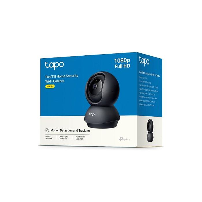 TP-Link Cámara de Seguridad IP TAPO C201 Pan/Tilt Wi-Fi Interior Inalámbrico y Cableado Escritorio/Pared Negro