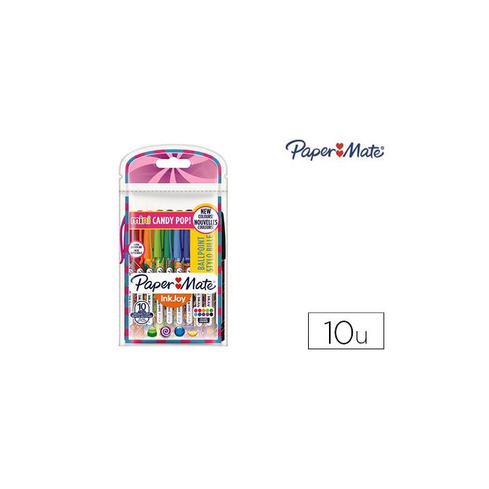 Boligrafo Paper Mate Inkjoy 100 Candy Pop Blister De 10 Unidades Colores Surtidos