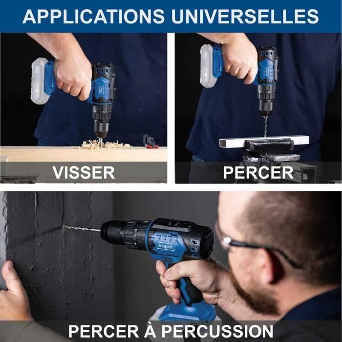 Taladro-destornillador de percusión sin escobillas - SCHEPPACH - 20V IXES - Par 60 Nm - Portabrocas 13mm - sin batería ni cargador 2 Taladro-destornillador de percusión sin escobillas - SCHEPPACH - 20V IXES - Par 60 Nm - Portabrocas 13mm - sin batería ni cargador 2