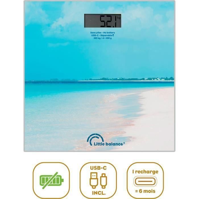 Báscula de baño - LITTLE BALANCE - USB-C - Caribe Báscula de baño - LITTLE BALANCE - USB-C - Caribe