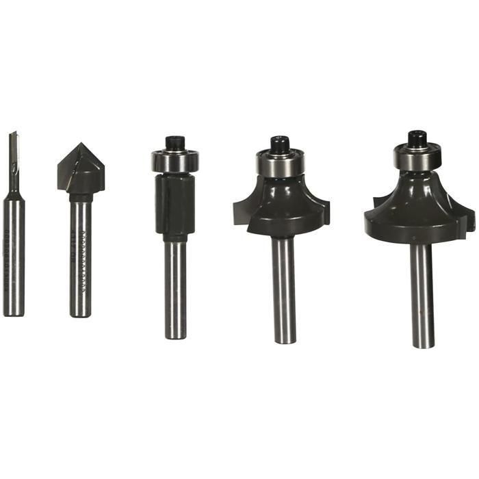 Ryobi R18TR-0 RRT1600 ERT1400RV Caja de 5 fresas abigarradas cola Ø 6 mm Ryobi R18TR-0 RRT1600 ERT1400RV Caja de 5 fresas abigarradas cola Ø 6 mm