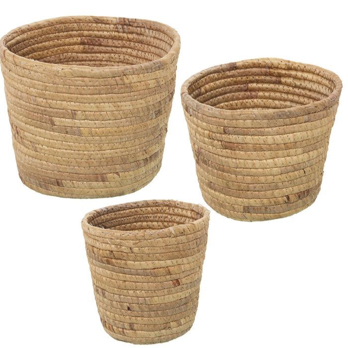 Set de Maceteros Alexandra House Living Marrón Ratán Fibra natural 3 Piezas