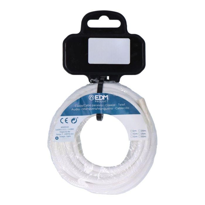 Edm Cable Cordón Tubular H03VV-F 2 x 0,75 mm² Blanco, 5 m 1