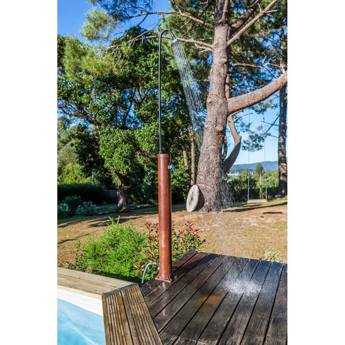 Gre Ducha de jardín PVC aspecto madera con acumulador de agua 9 l, conexión rápida a manguera 2 Gre Ducha de jardín PVC aspecto madera con acumulador de agua 9 l, conexión rápida a manguera 2