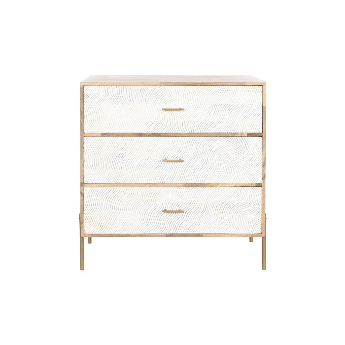 Cajonera Home ESPRIT Blanco Marrón Dorado Hierro Madera de mango Ondas Moderno 80 x 45 x 85 cm 5 Cajonera Home ESPRIT Blanco Marrón Dorado Hierro Madera de mango Ondas Moderno 80 x 45 x 85 cm 5
