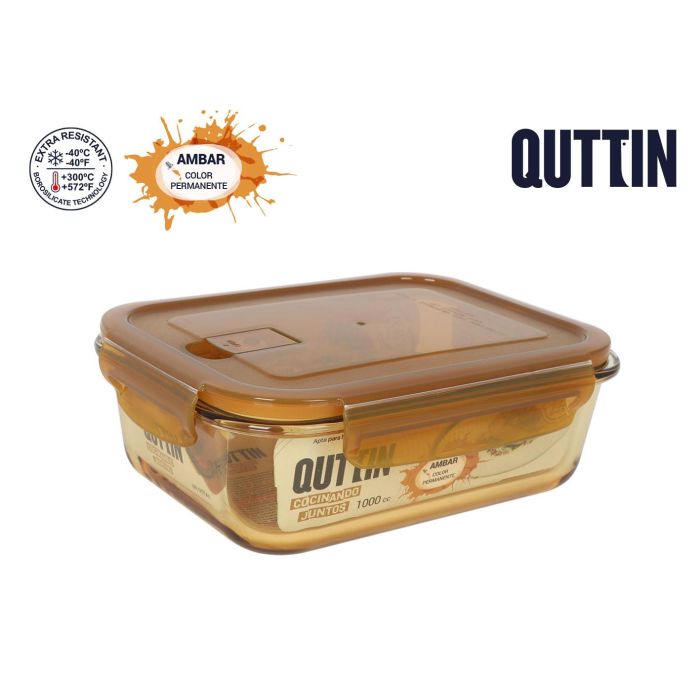 Inde Fiambrera Rectangular Hermética de 1 Litro, 20.5 x 15.3 cm, Ambare (6 Unidades)