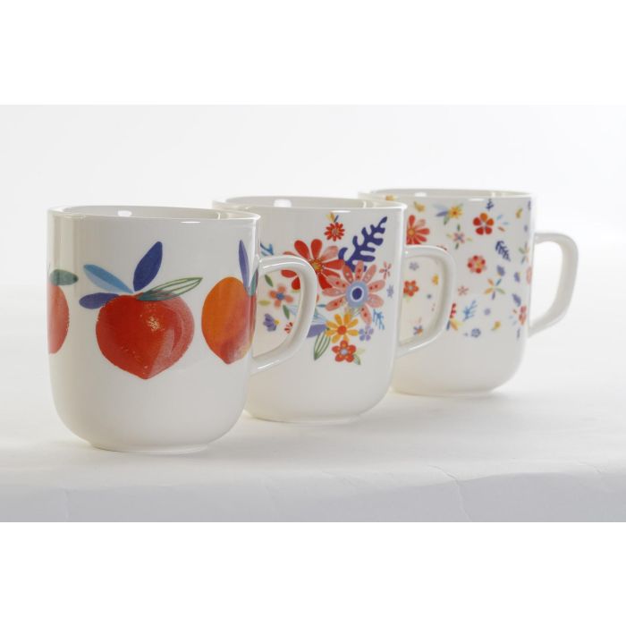 DKD Home Decor Mug Shabby Melocotones Porcelana Multicolor 8.5 x 10 x 12 cm (12 Unidades) Apto Microondas Lavavajillas 1