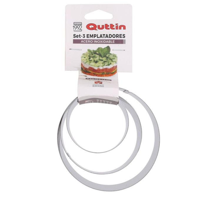 Quttin Set de 3 Emplatadores de Acero Inoxidable, Redondos 6-8-1 cm (12 Unidades) 1