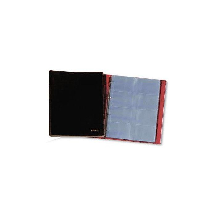 Tarjetero 4 Anillas Pardo Pvc Sim.Piel Fº 20 Fundas 320 Tarjetas Negro