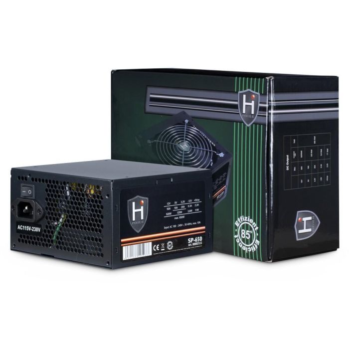 Inter-Tech SP-650 Fuente Alimentación PC 650W ATX 2.4, 85% Eficiencia, Ventilador 12cm, Conectores SATA/PCIe