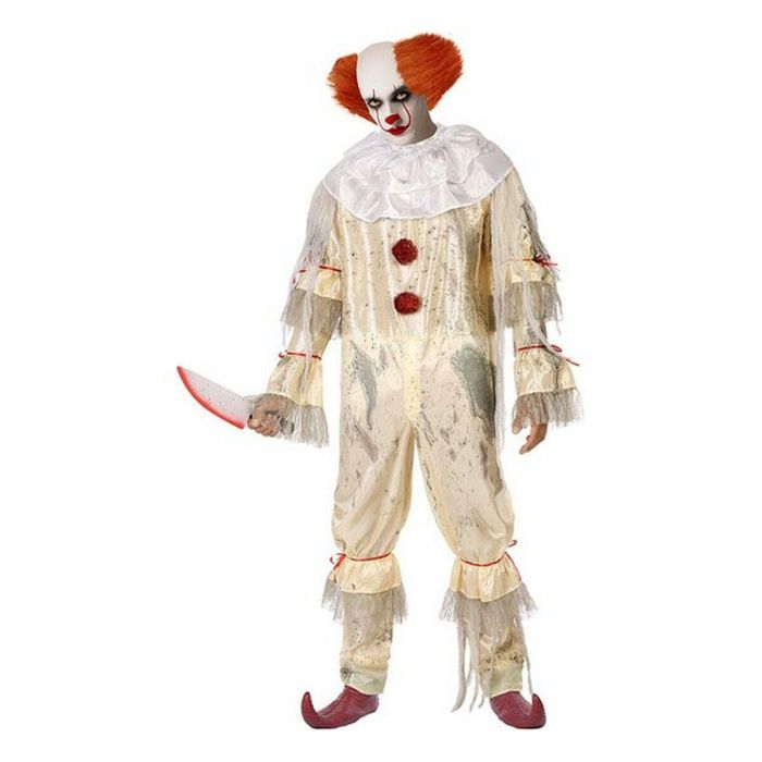 Disfraz Payaso Macabro Adulto M-L Halloween Mono Beige