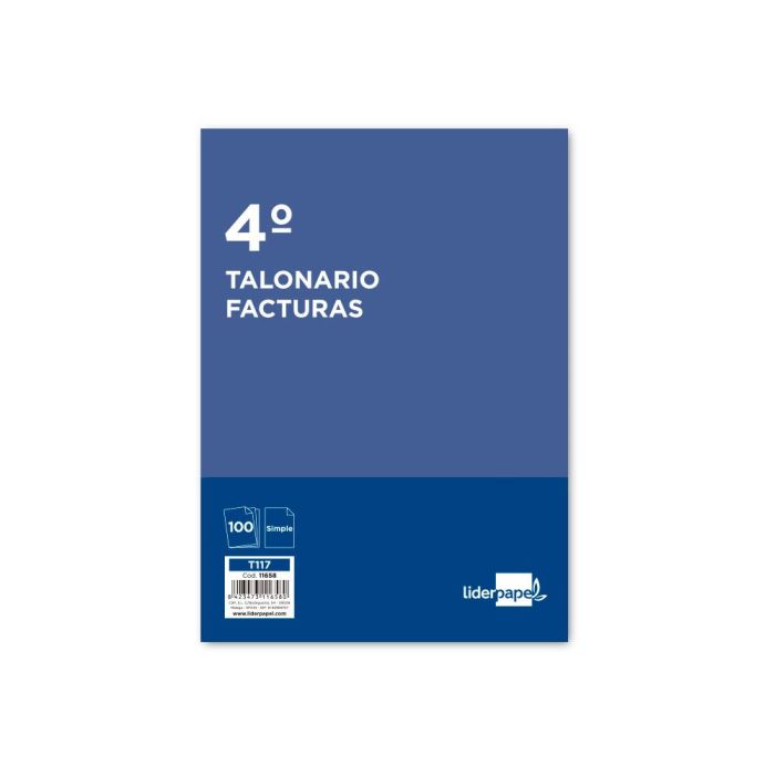 Talonario Liderpapel Facturas Cuarto Original 117 Sin I.V.A 1