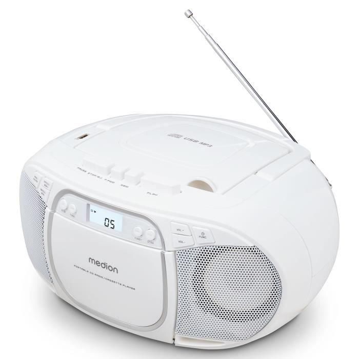 Radio CD - MEDION - FM - 2x2,2W RMS - Blanco 3 Radio CD - MEDION - FM - 2x2,2W RMS - Blanco 3