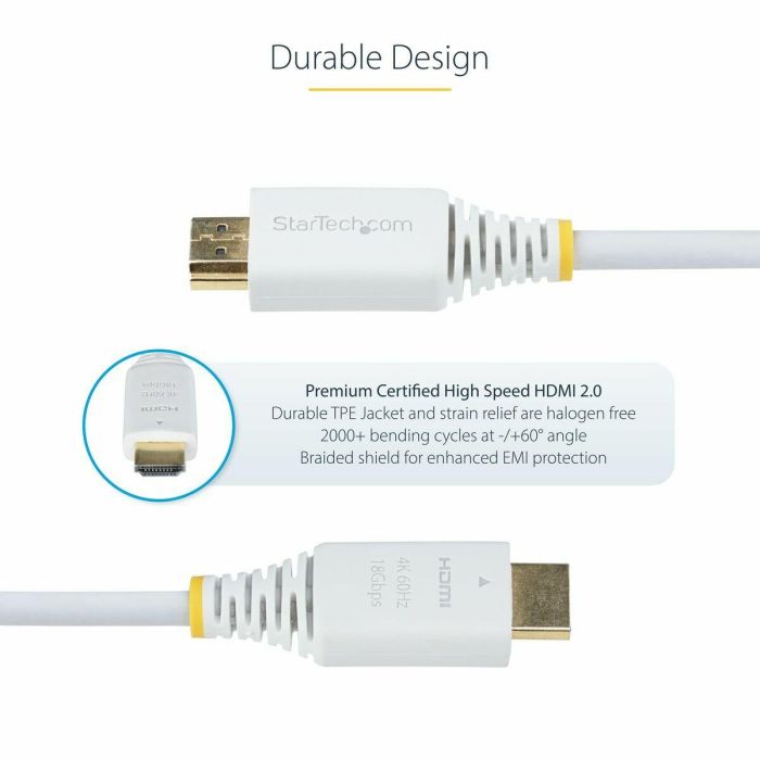 Cable USB Startech HDMI2-CABLE-4K60-10W Blanco 3 m 3