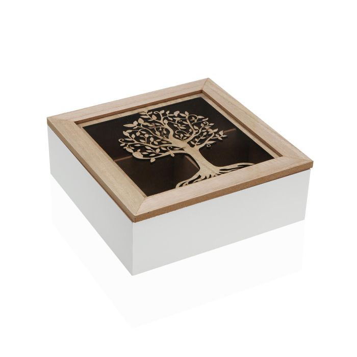 Caja de Té Árbol de la Vida Natura Versa, Madera MDF, 20x20x7 cm (2 Unidades) Caja de Té Árbol de la Vida Natura Versa, Madera MDF, 20x20x7 cm (2 Unidades)