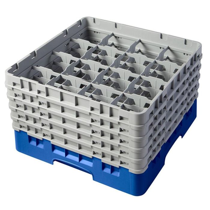 CAMBRO - 16S958-168 - Cesta de lavado 16 comp. 5 alturas - 10,9 cm Ø máx. - alt. máx. 25,8 cm - 50 x 50 x 30,8 cm - Azul