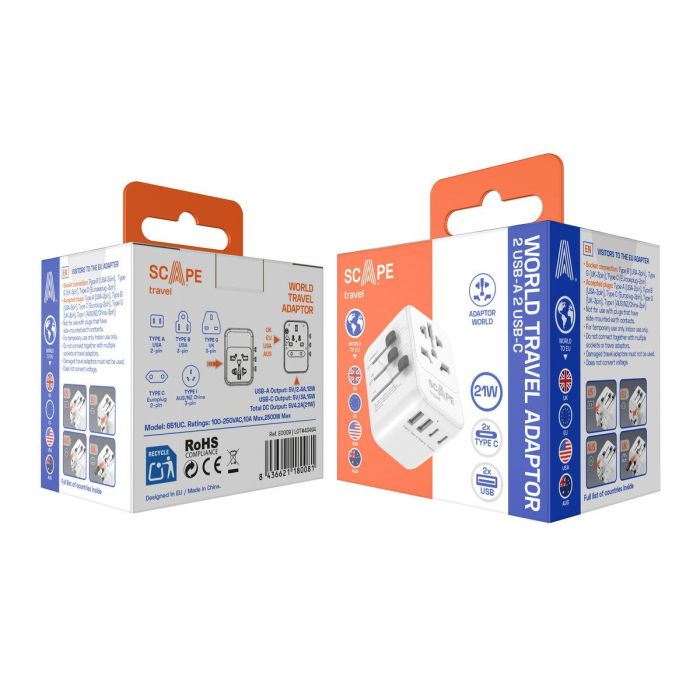 Ladrón de enchufe Scape Travel 621UC Plástico 1 Ladrón de enchufe Scape Travel 621UC Plástico 1