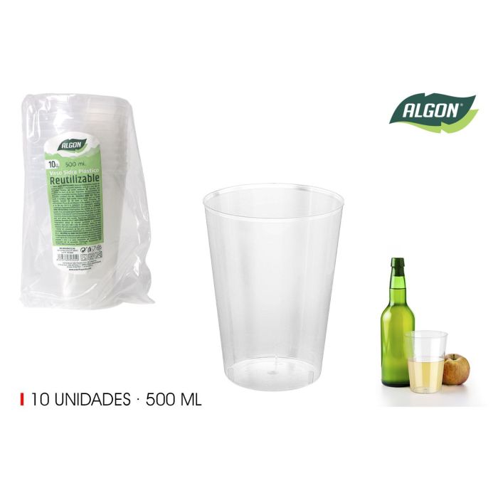 Algon Set de 10 Vasos para Sidra de PP, 500 ml (40 Unidades) Algon Set de 10 Vasos para Sidra de PP, 500 ml (40 Unidades)
