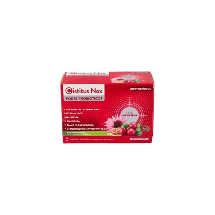 Cistitus Nox Forte Probióticos Salud Vías Urinarias, Infecciones y Molestias Urinarias, Arándano Rojo, D-Manosa, 10 sticks