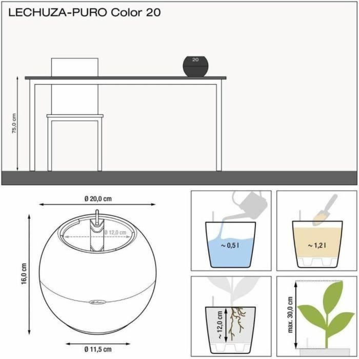 LECHUZA Jardinera PURO Color 50 TODO EN UNO diámetro 49 cm blanco 446115 2