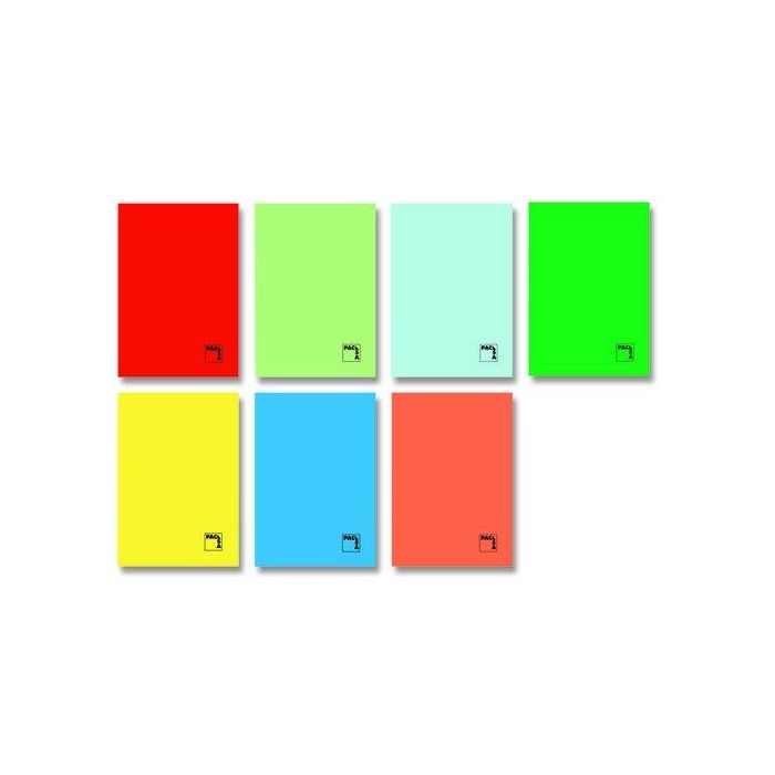 Libreta Pacsa Escolar Gofrada A5+ 48H 70G Cuadric.4X4 Surtido (7 Col.) 10 unidades