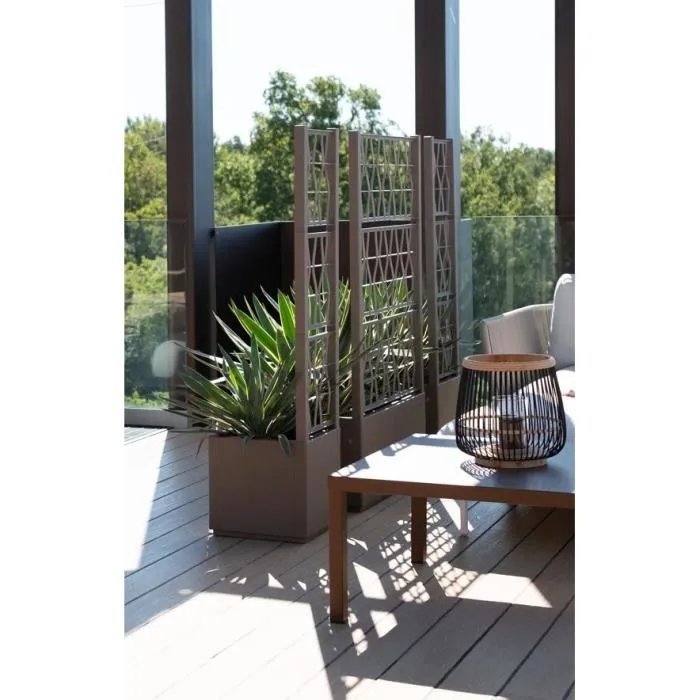 Stefanplast STE8003507688032 Jardinera Cuadrada con Enrejado Taupe 38 L 1